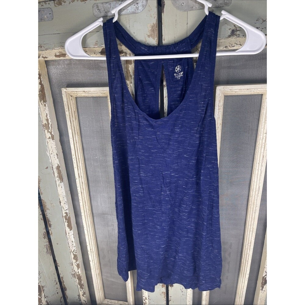 Gaiam Active Tank Top Womens L Large Blue Racerback Scoop Neck Keyhole Back